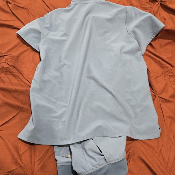 Figs Light Blue Polo Style Scrub Top & Joggers Set - Picture 2 of 6